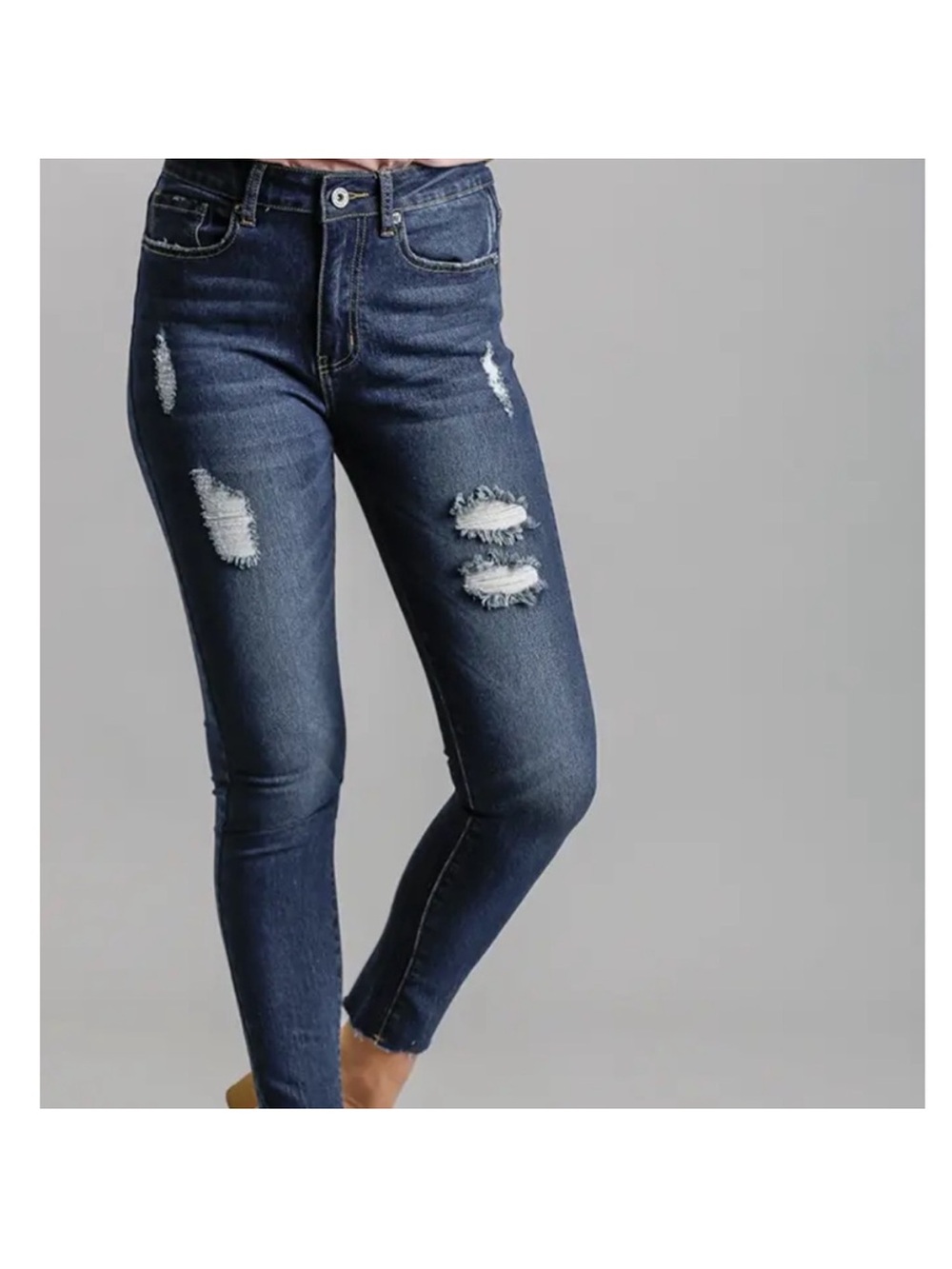 Umgee Dark Blue Distressed Skinny Jeans - New With Tags